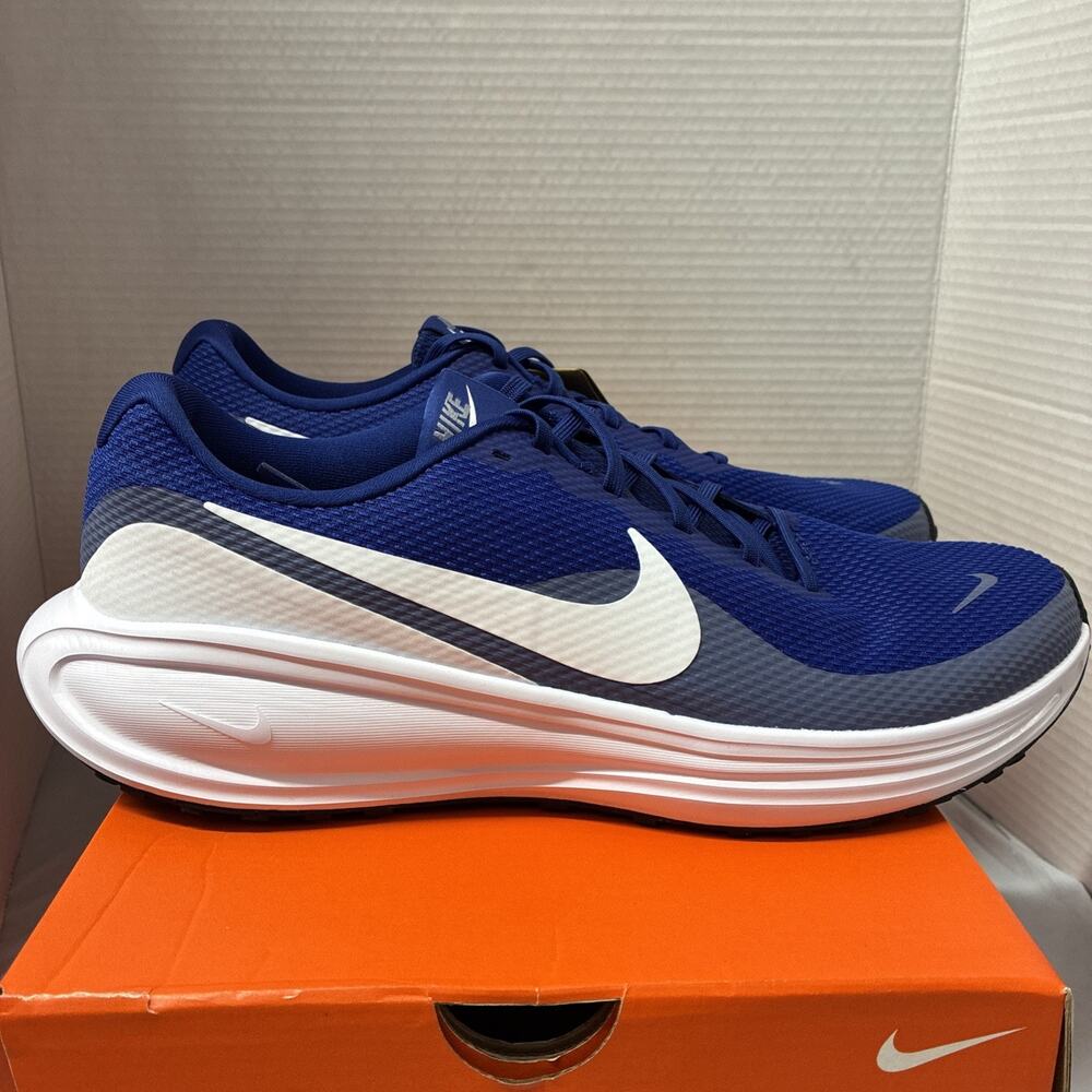 Men's Nike Shoes Size 13 Revolution 8 Royal Blue White Sneakers Cushioned Lace